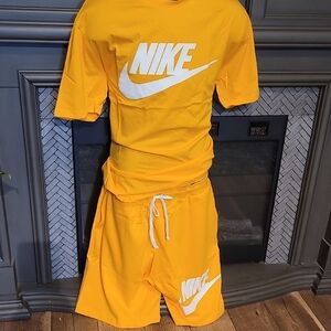 Nike Yellow Athletic Shorts with Elastic Drawstring Waistband